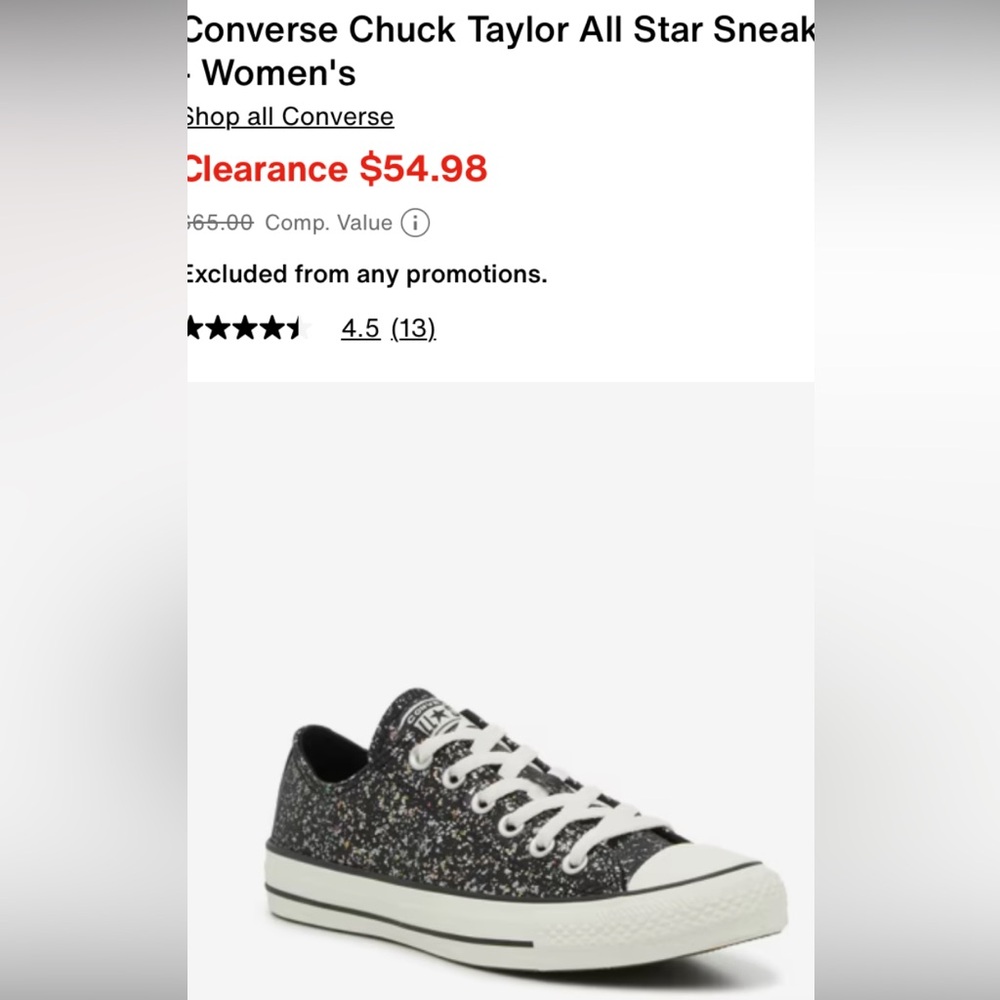 New Converse Chuck Taylor All Star Glitter Black Sneakers - Picture 13 of 14